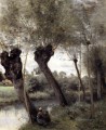 Saint Nicholas les Arras Willows on the Banks of the Scarpe plein air Romanticism Jean Baptiste Camille Corot